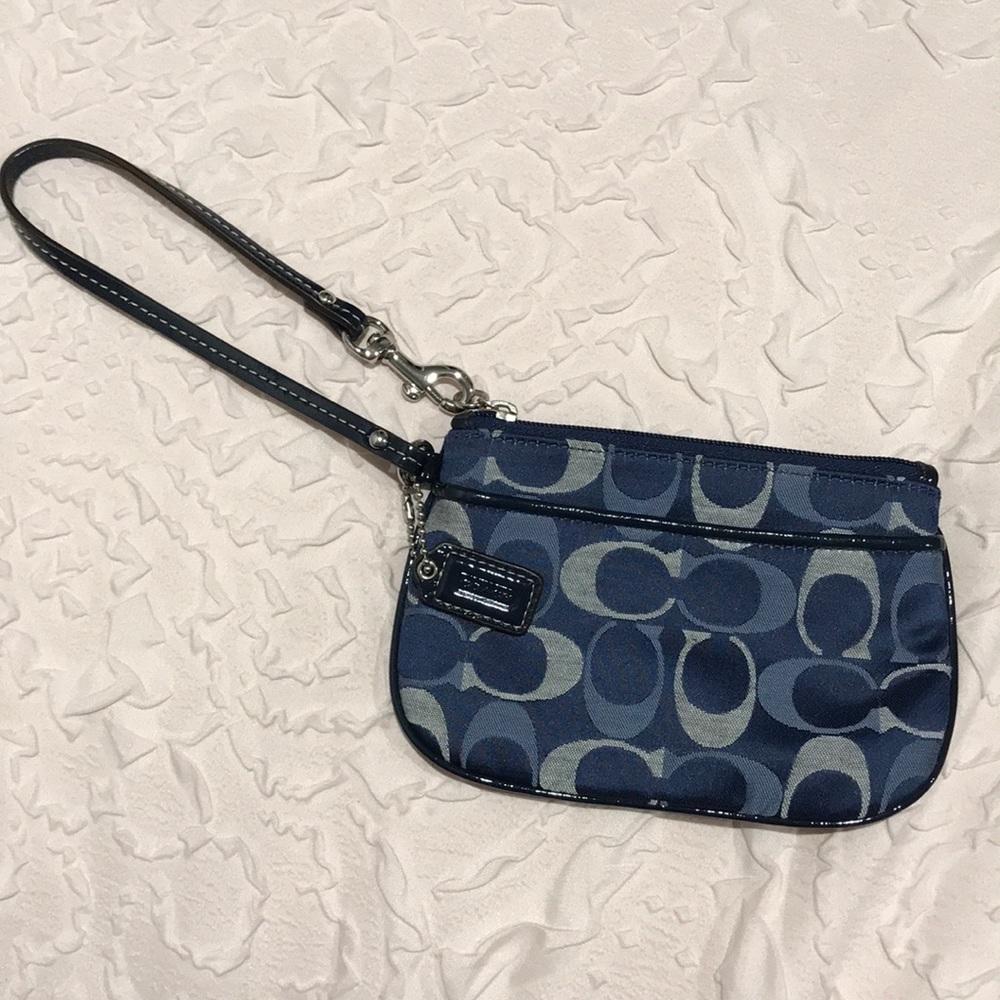 Blue Classic Coach wristlet
